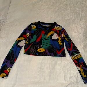 NIKE Air Women's Long Sleeve Retro Logo Crop Top - Size Small